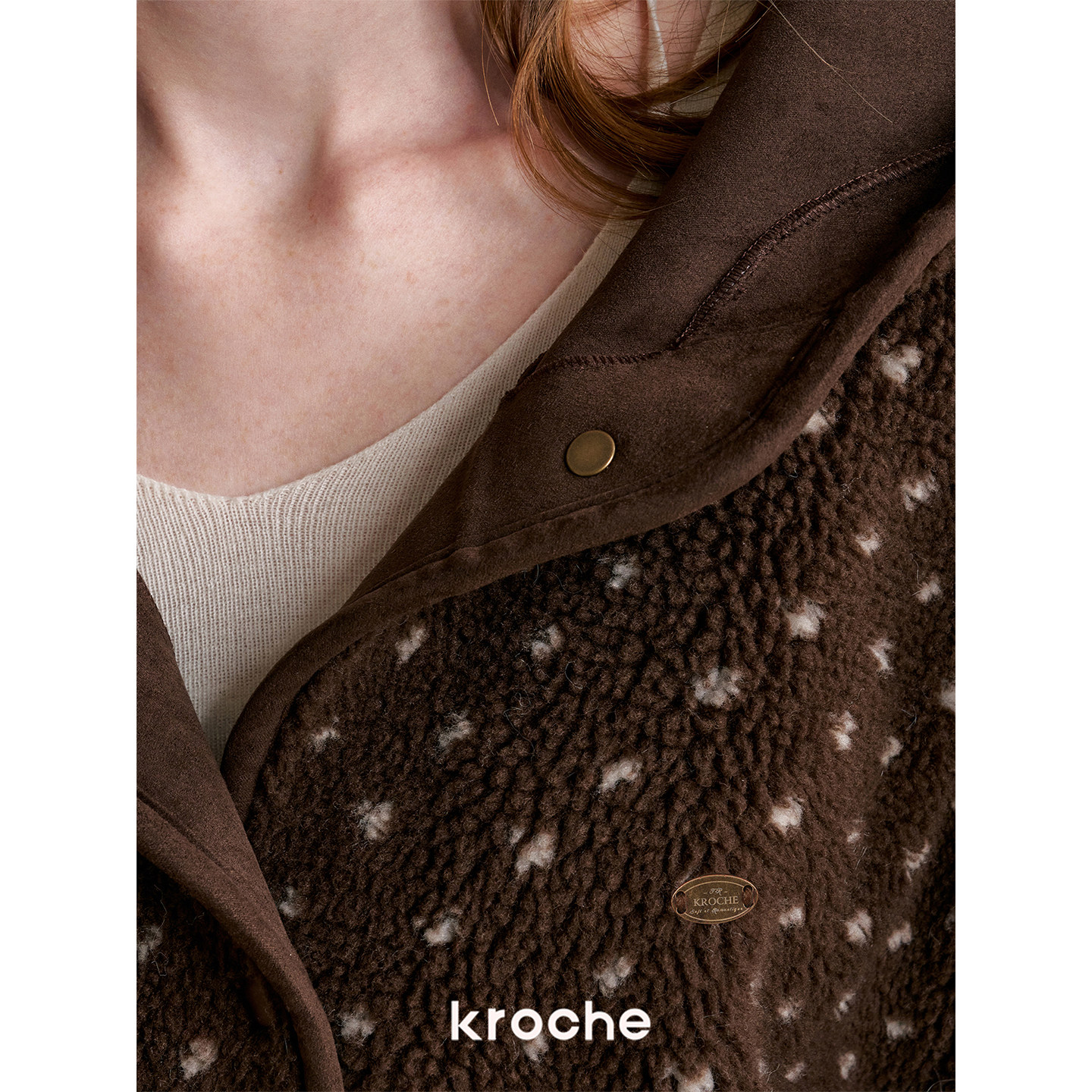 KROCHE ジャカード 配色 フード付き ジャケット KXI9017