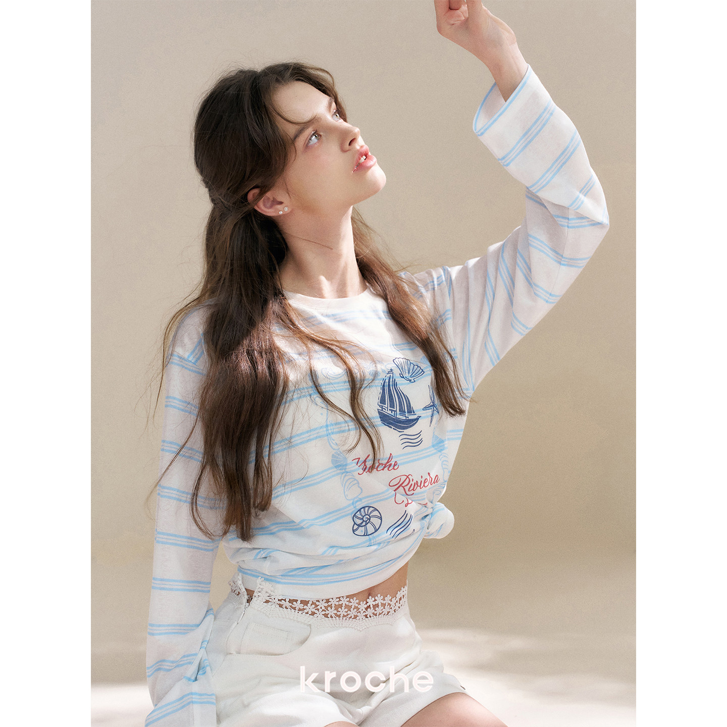 KROCHE ストライプ Tシャツ KE8061