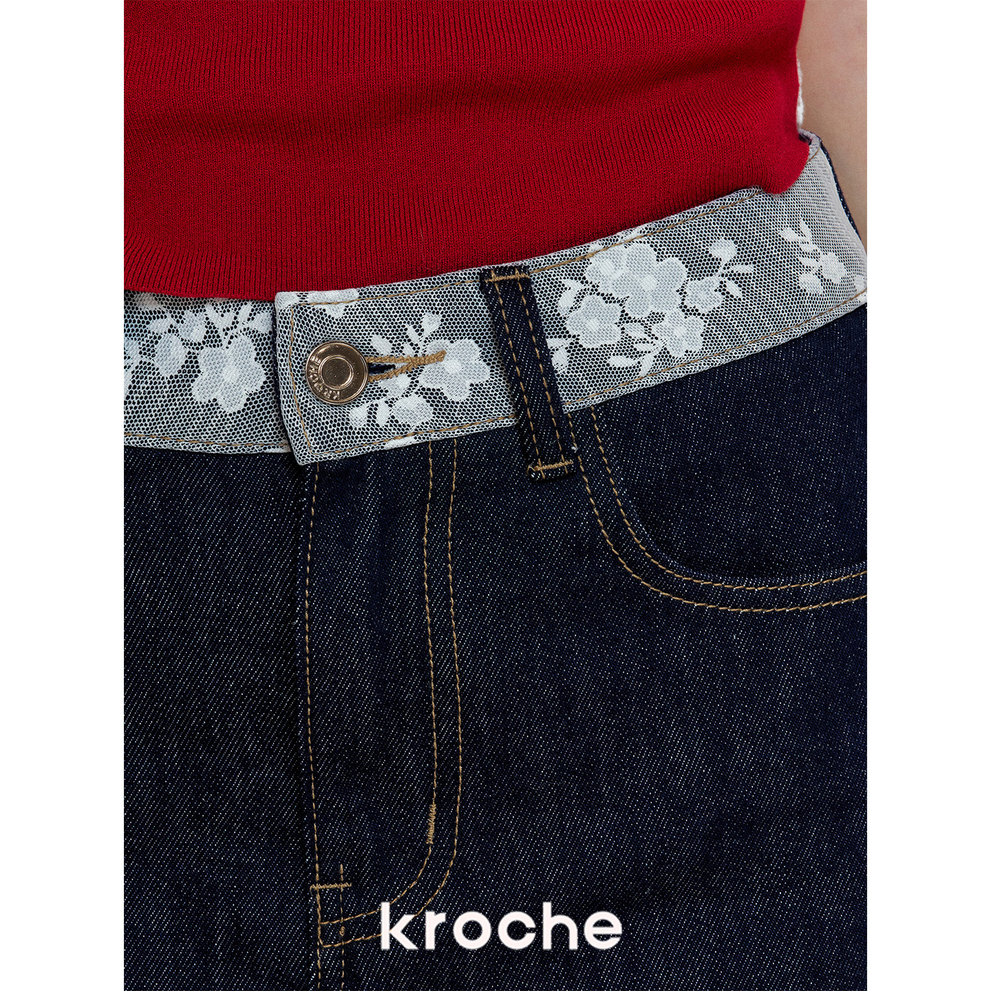 KROCHE レース デニム スカート KNC2011