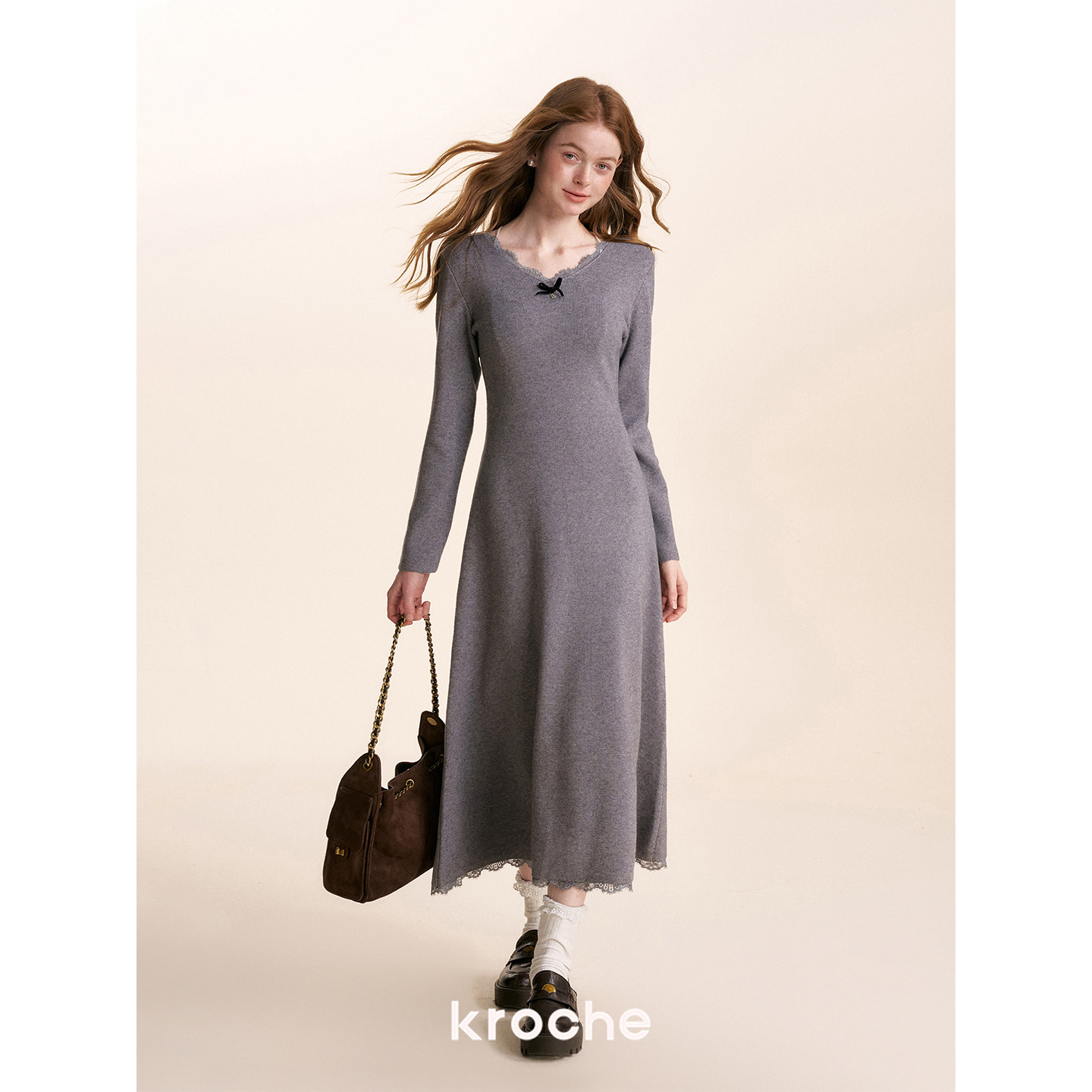 KROCHE リボン レース ワンピース KR4049