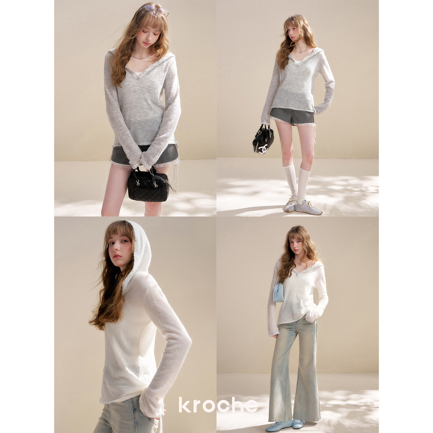 KROCHE フード付き ニット KP8072