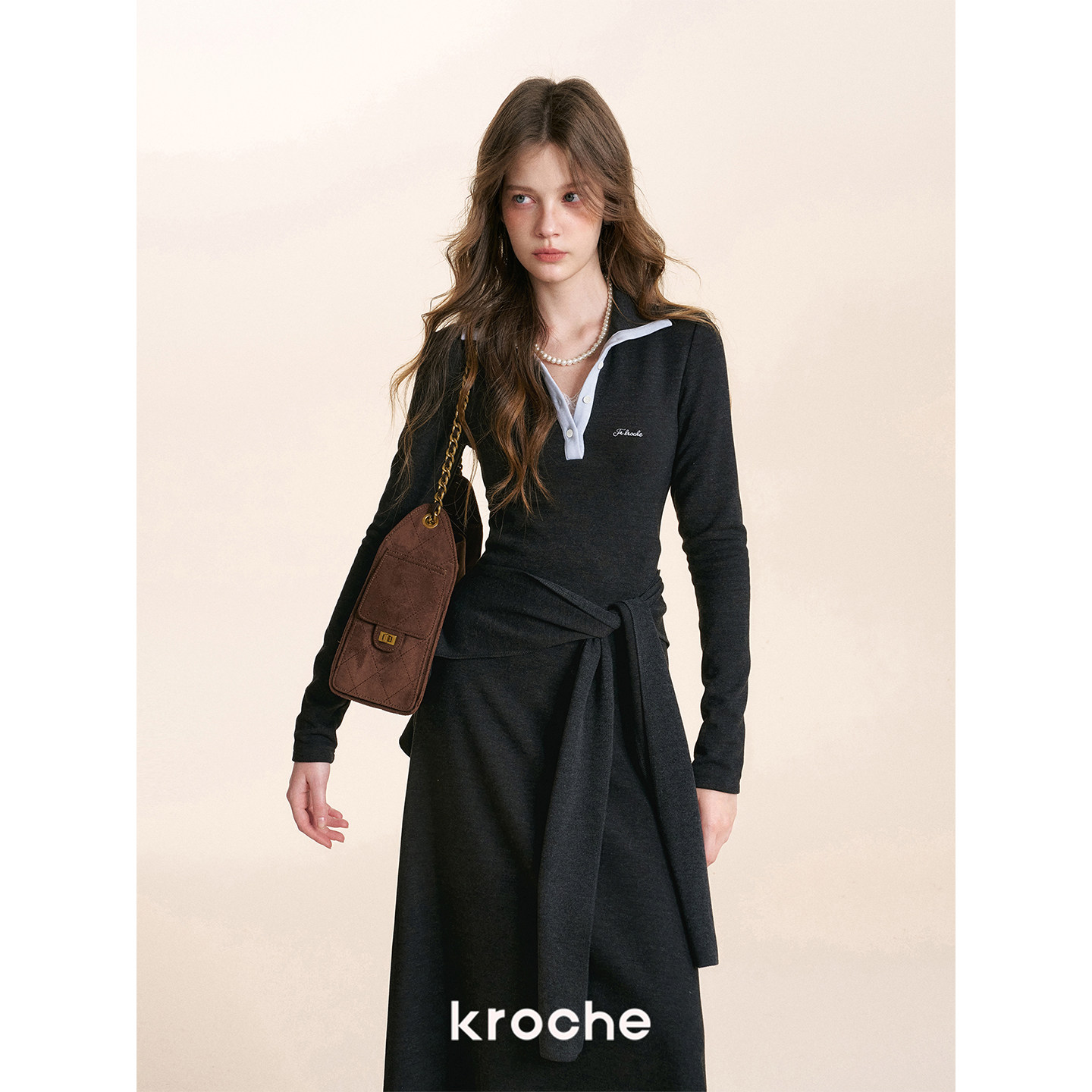 KROCHE 配色 ワンピース KR7043