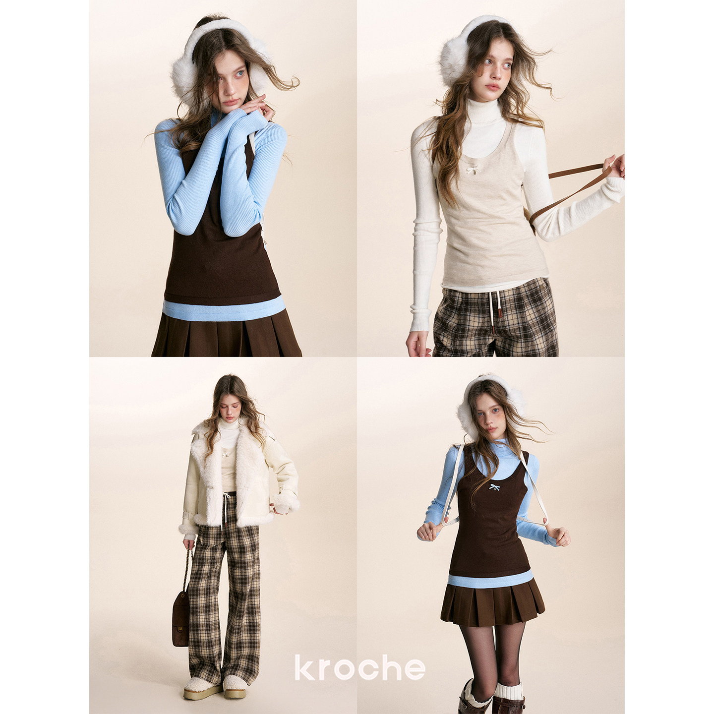 KROCHE ストレート 重ね着風 長袖 ニット KP9056