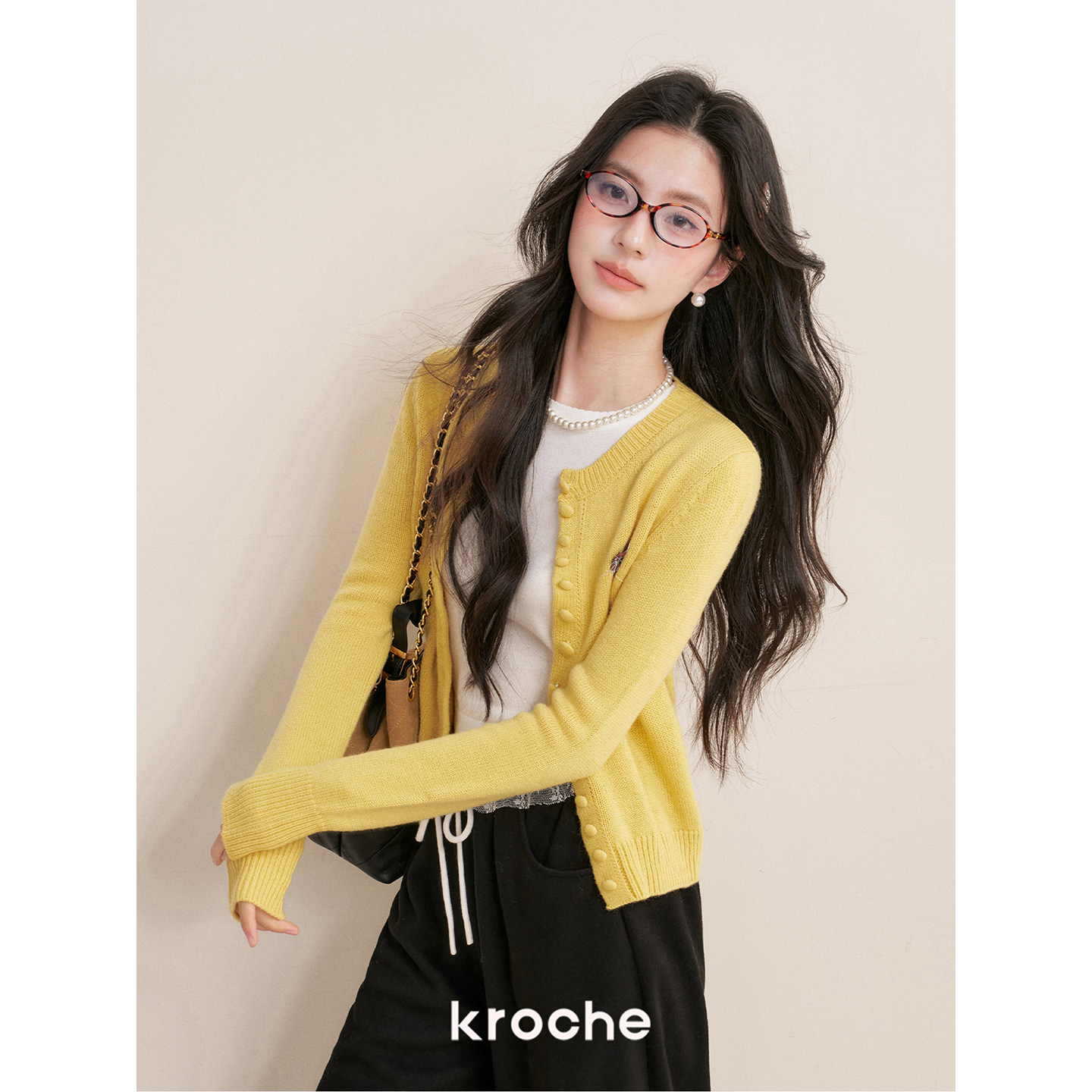 KROCHE 刺繍 配色 長袖 ニット KP1037