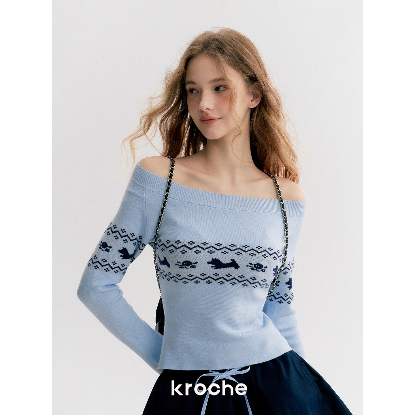 KROCHE 配色 長袖 ニット KP2009