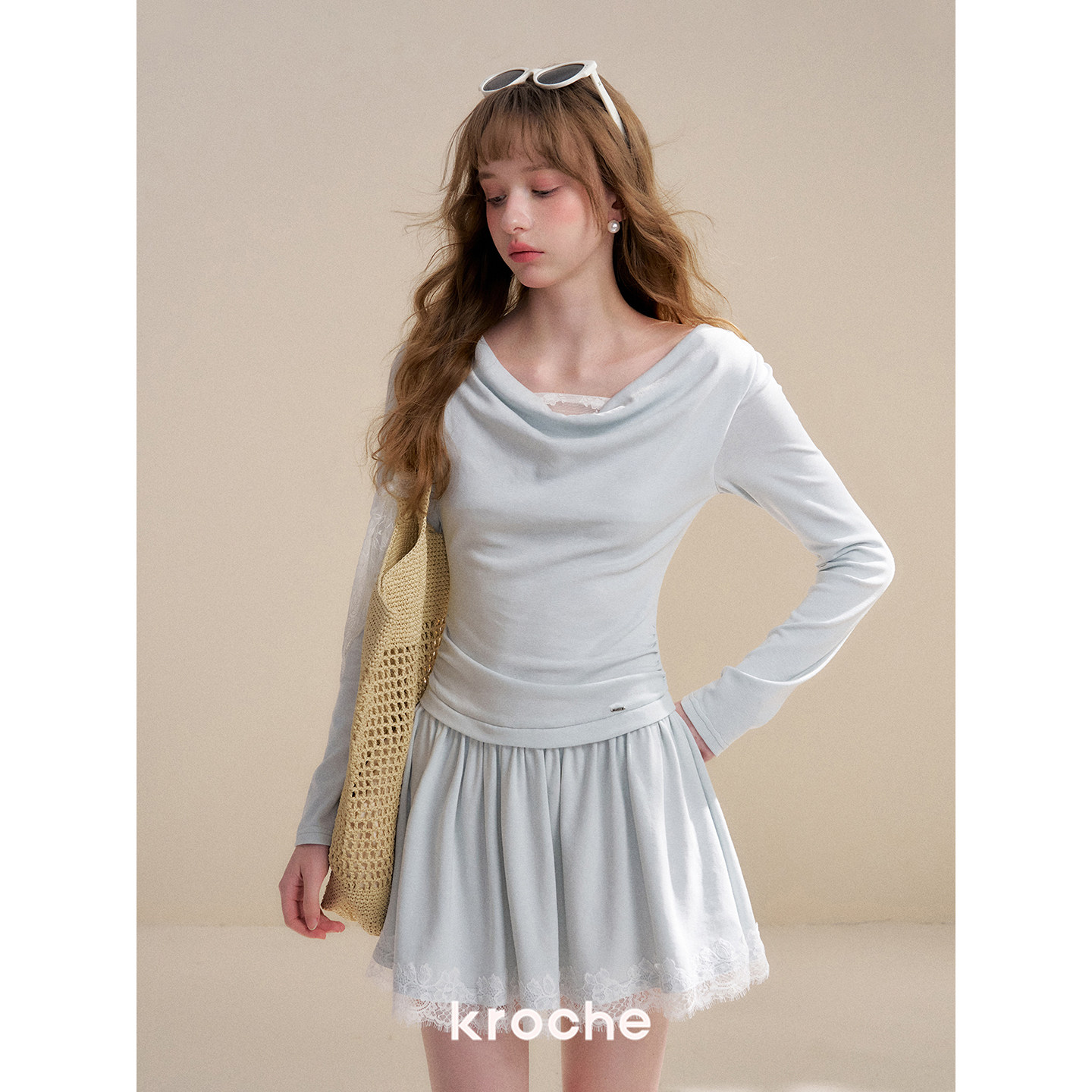 KROCHE レース 重ね着風 ワンピース KR2065