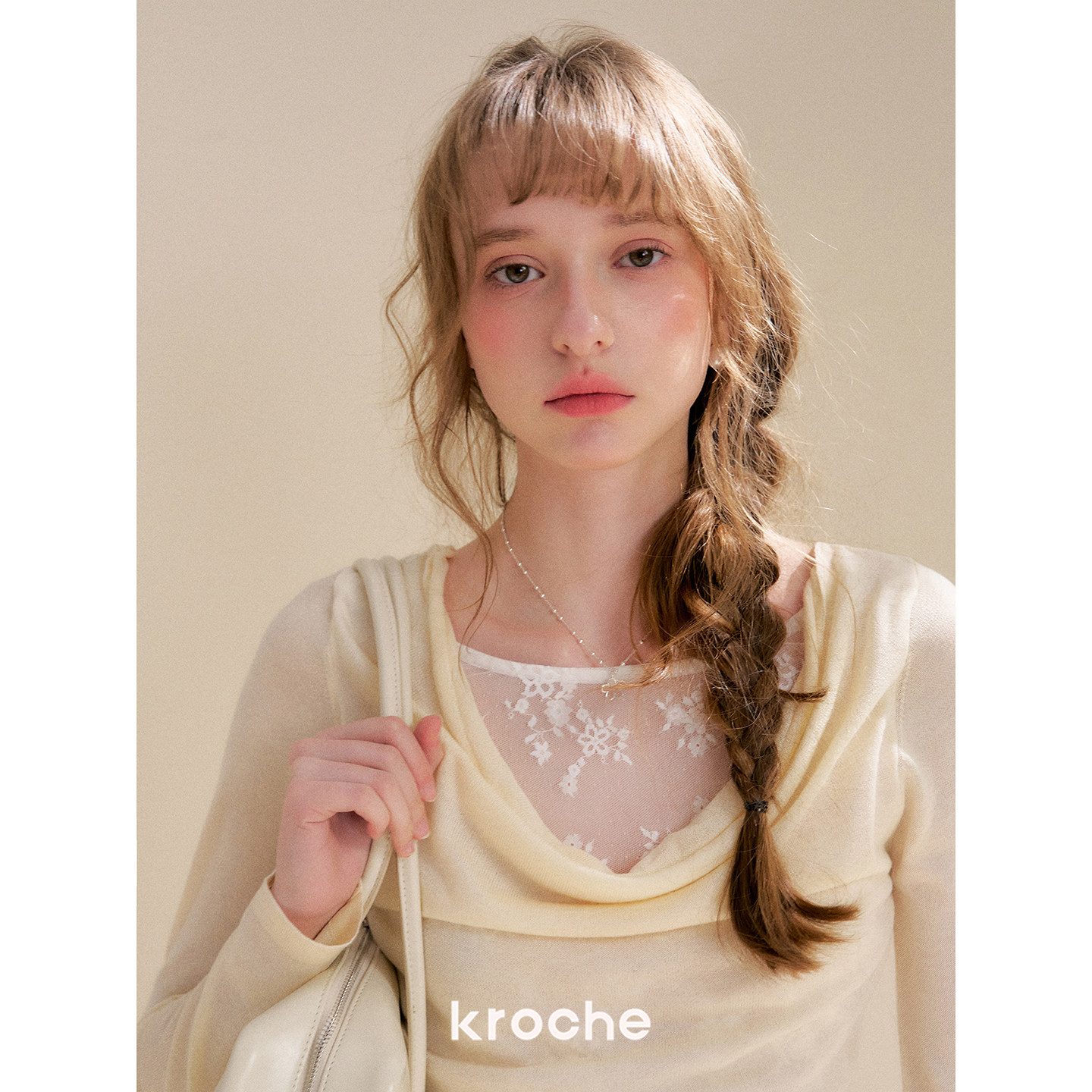 KROCHE レース アシンメトリー 長袖 ニット KP1074