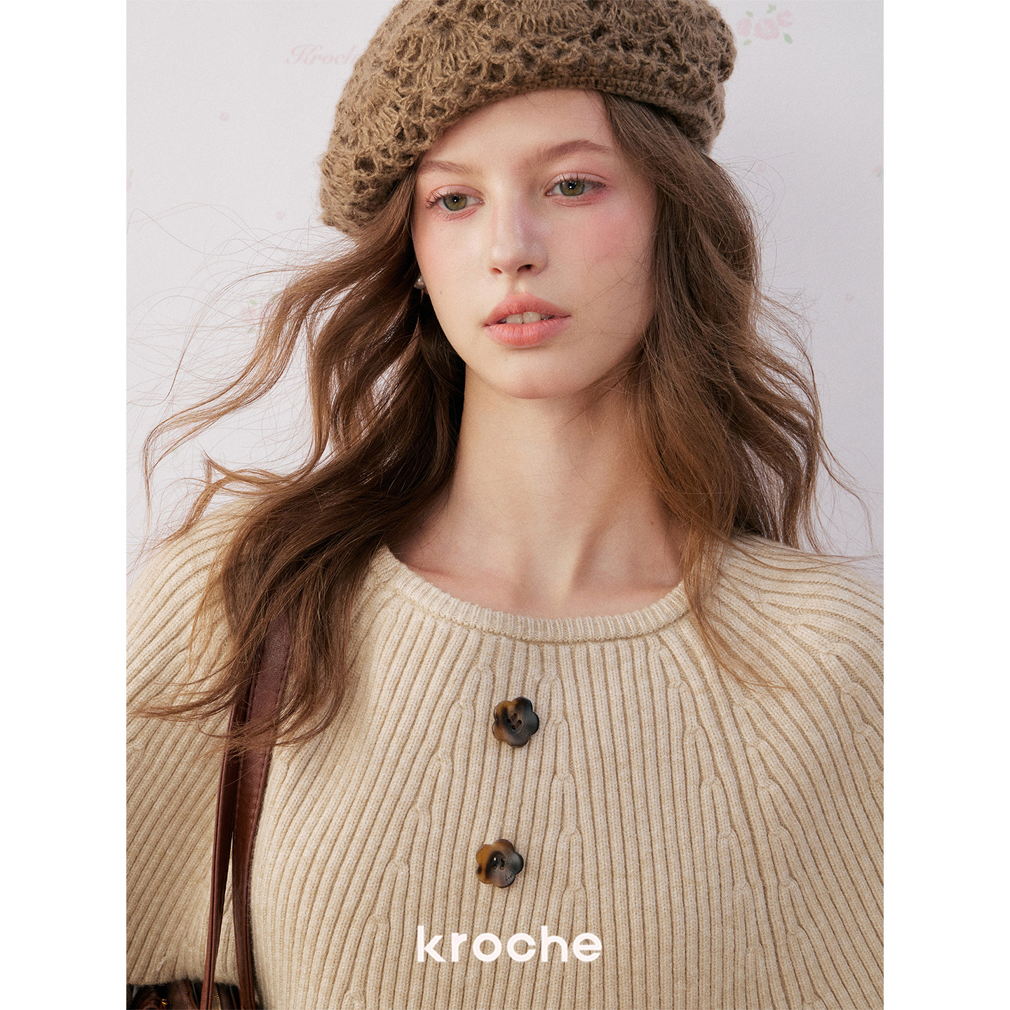 KROCHE フラワー 配色 ニット KP3127