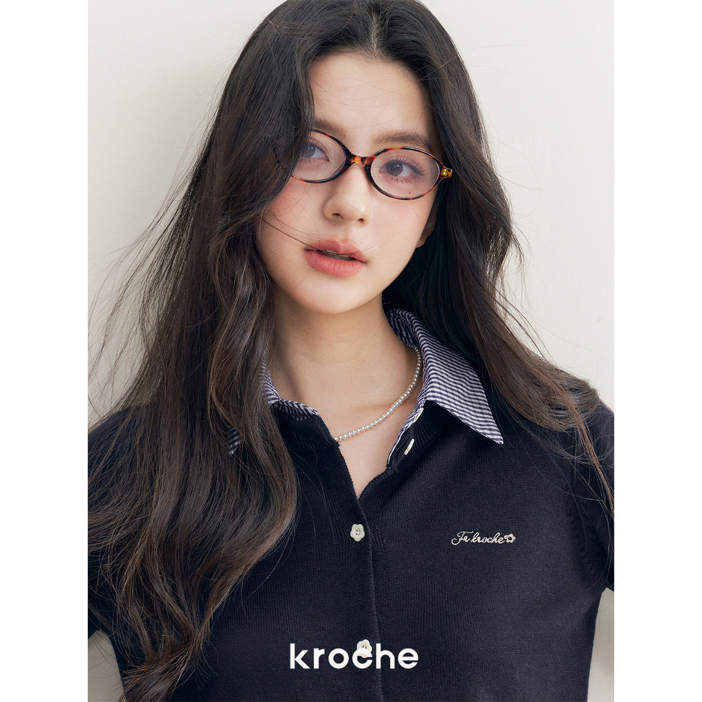 KROCHE チェック 重ね着風 ニット KP9026