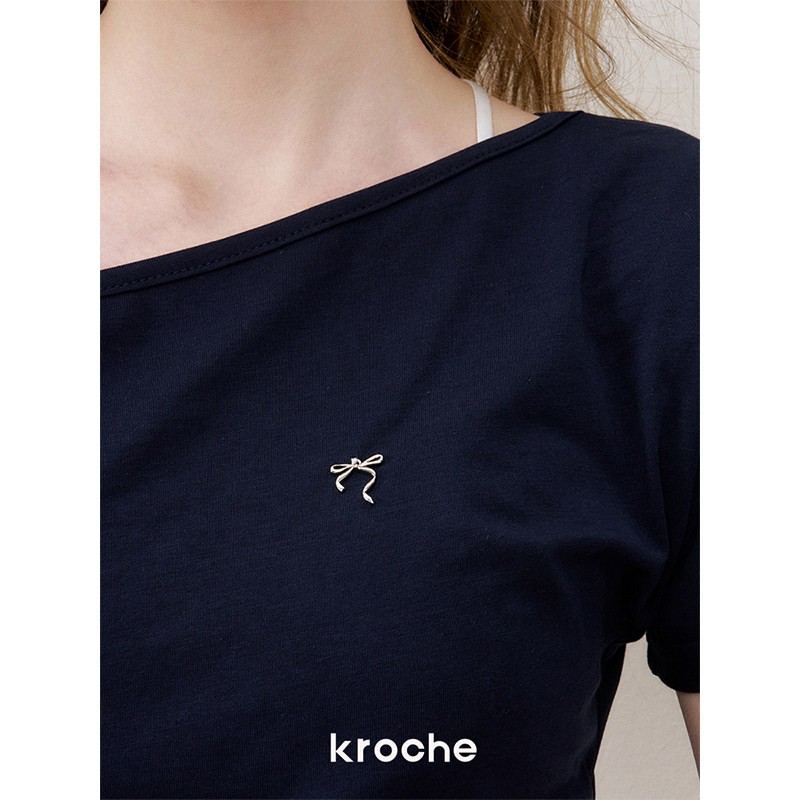 KROCHE レース アシンメトリー 半袖 Tシャツ KEC8005