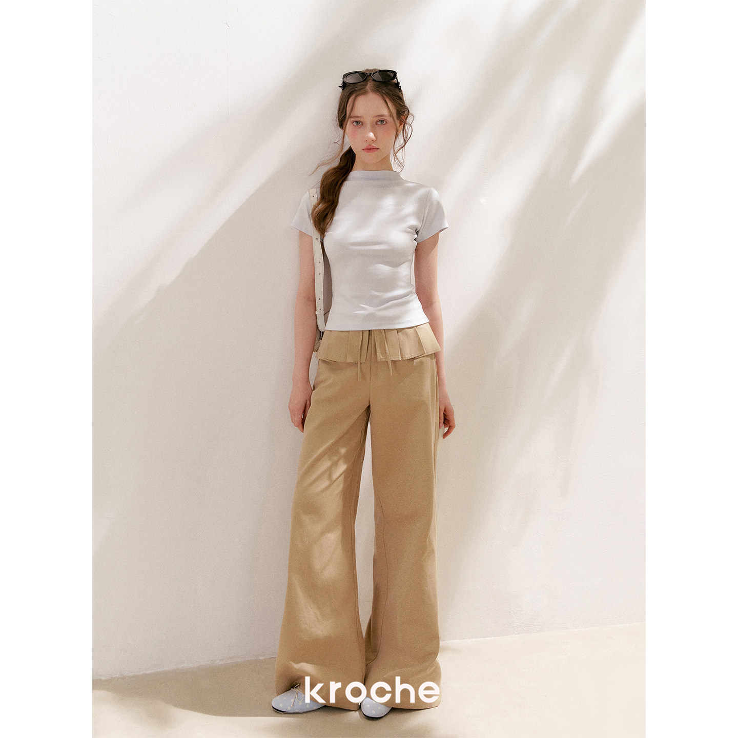 KROCHE プリーツ ワイド 重ね着風 パンツ KL9054