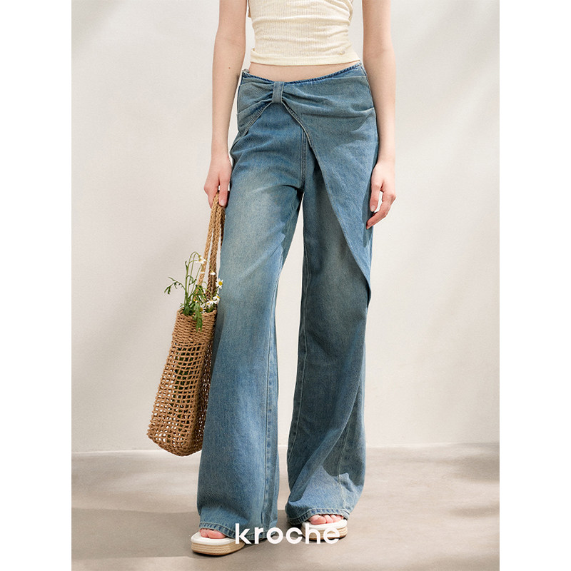 KROCHE リボン デニム ワイド デニムパンツ KN2004