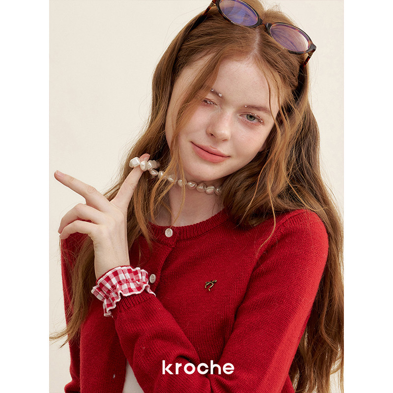 KROCHE フリル チェック ニット KB4624