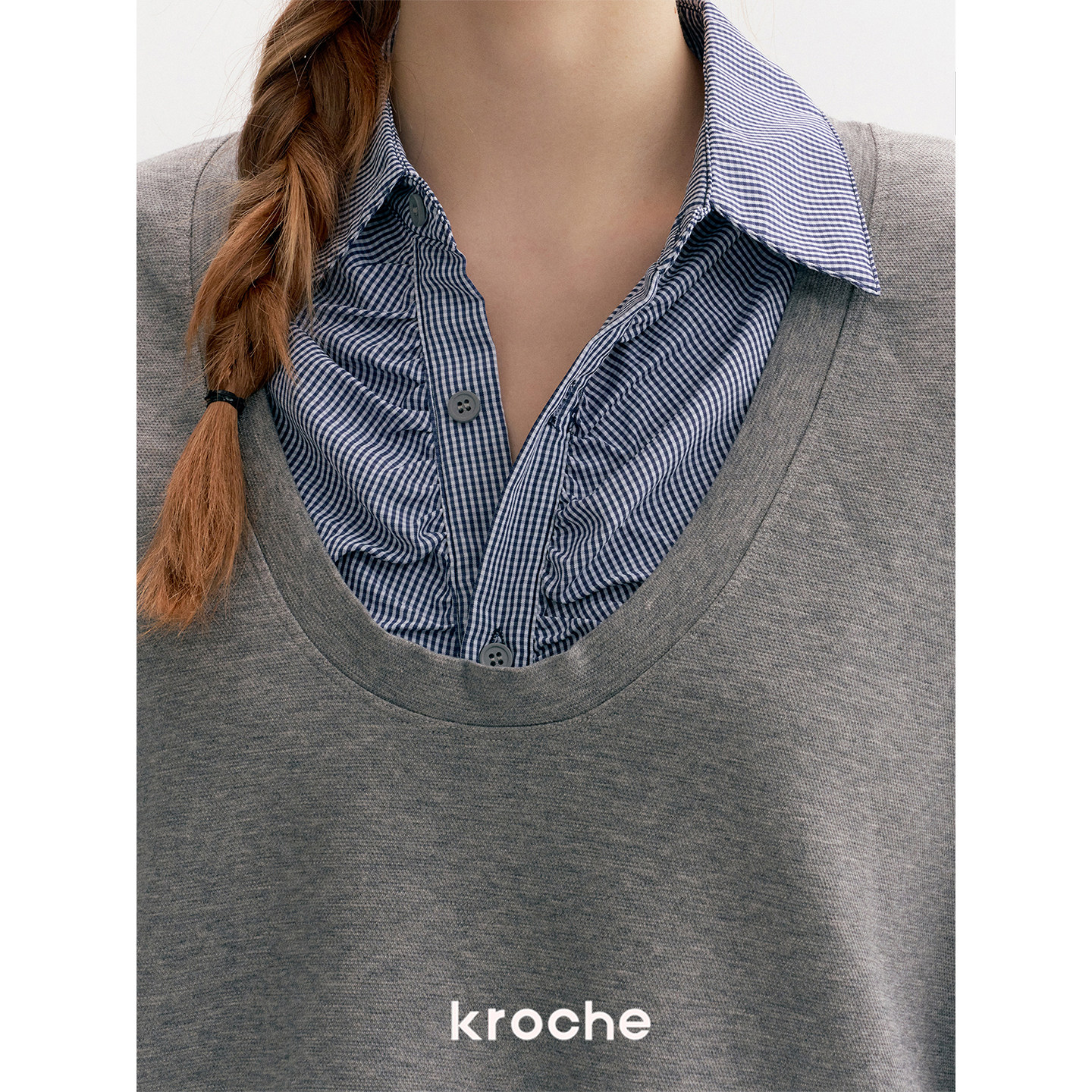KROCHE チェック 重ね着風 セットアップ KPK7026