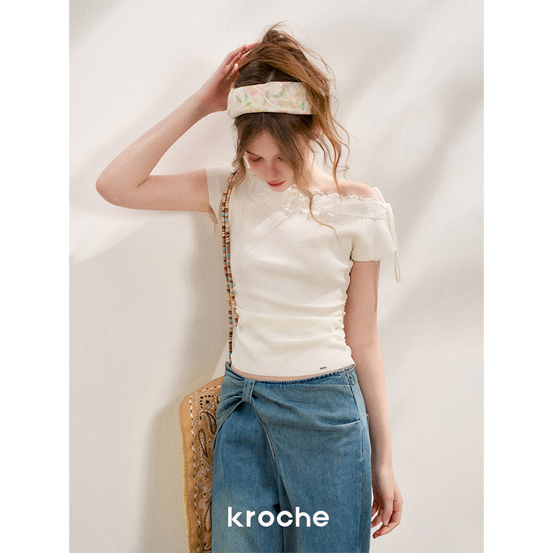 KROCHE レース 半袖 Tシャツ KEC4012