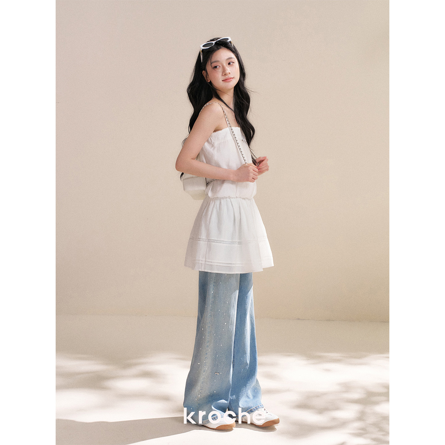 KROCHE リボン デニム ストレート デニムパンツ KN2031