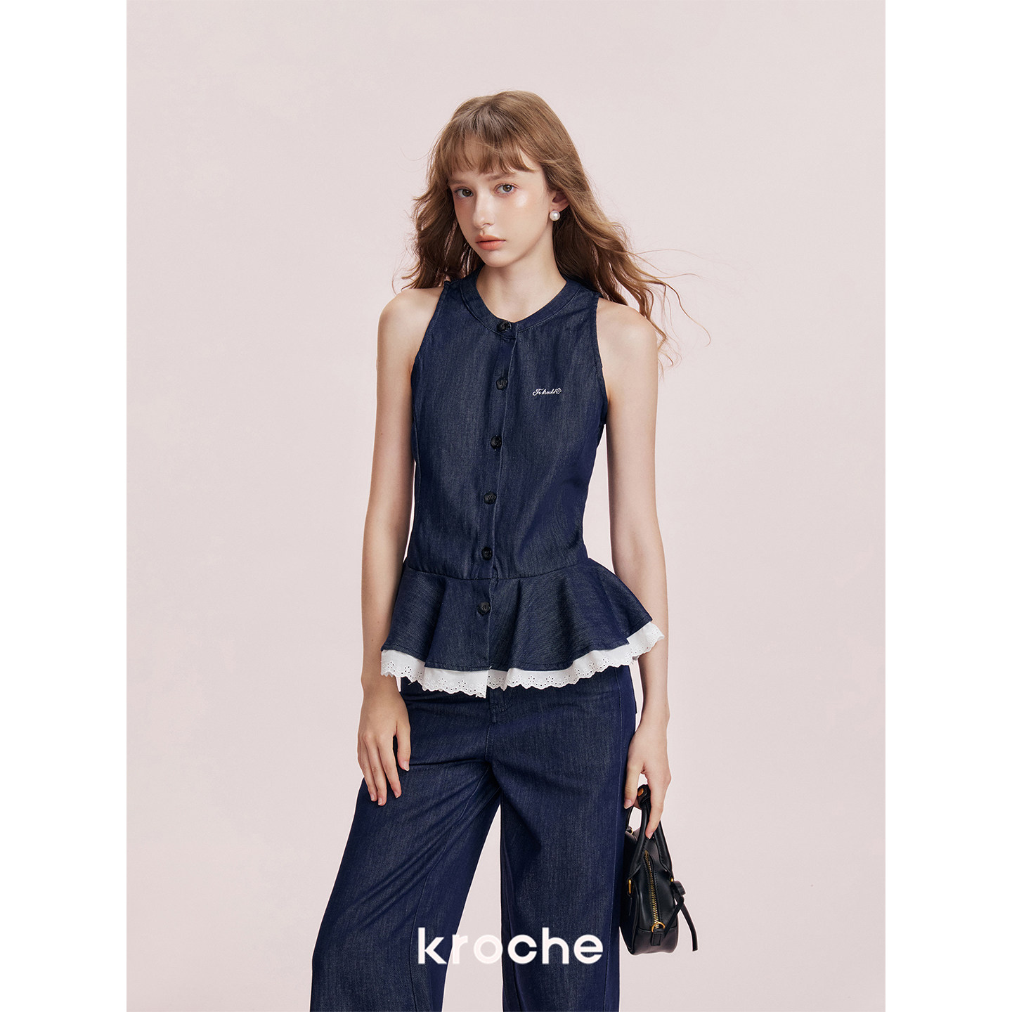 KROCHE フリル デニム ワイド セットアップ