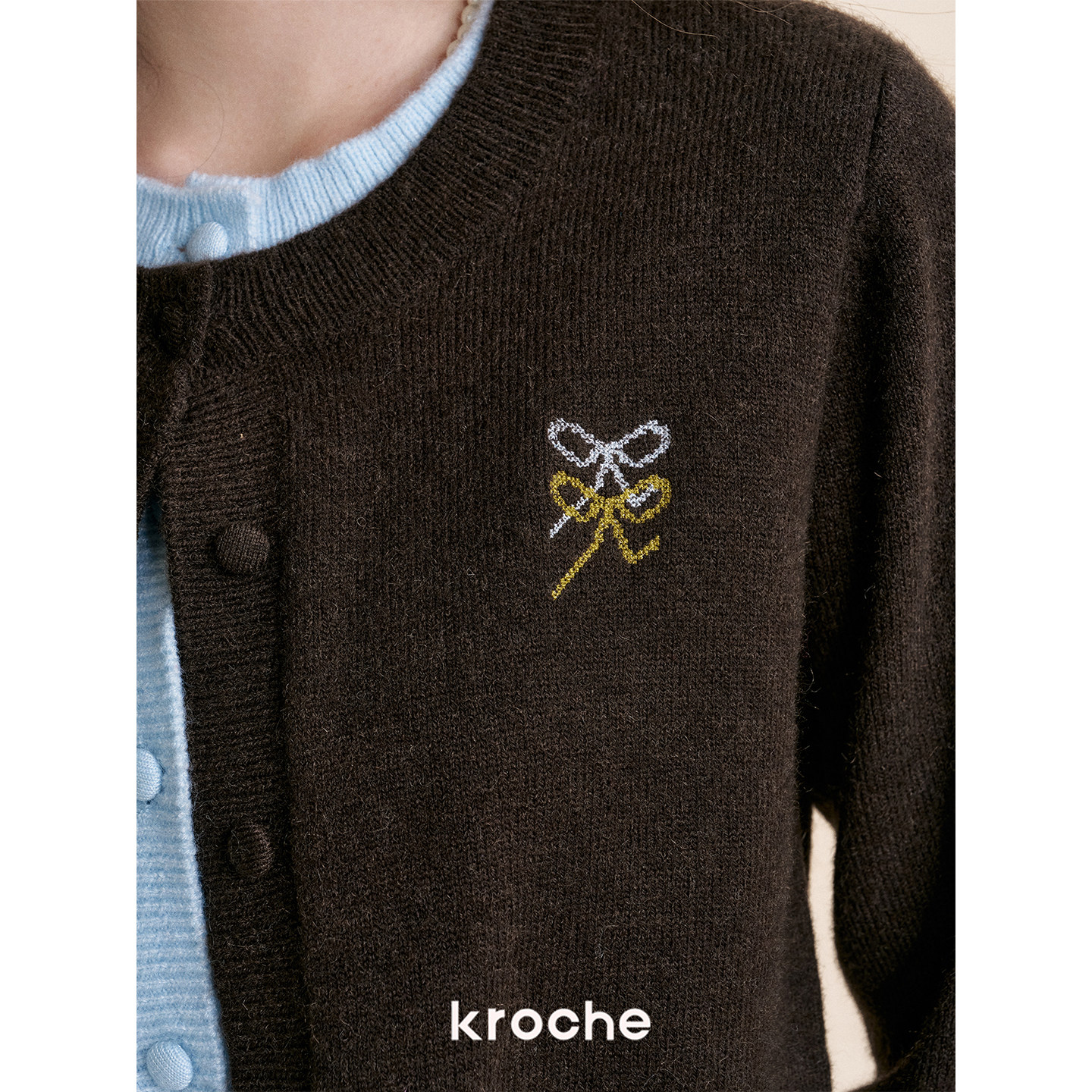 KROCHE 配色 重ね着風 長袖 ニット KTS8015