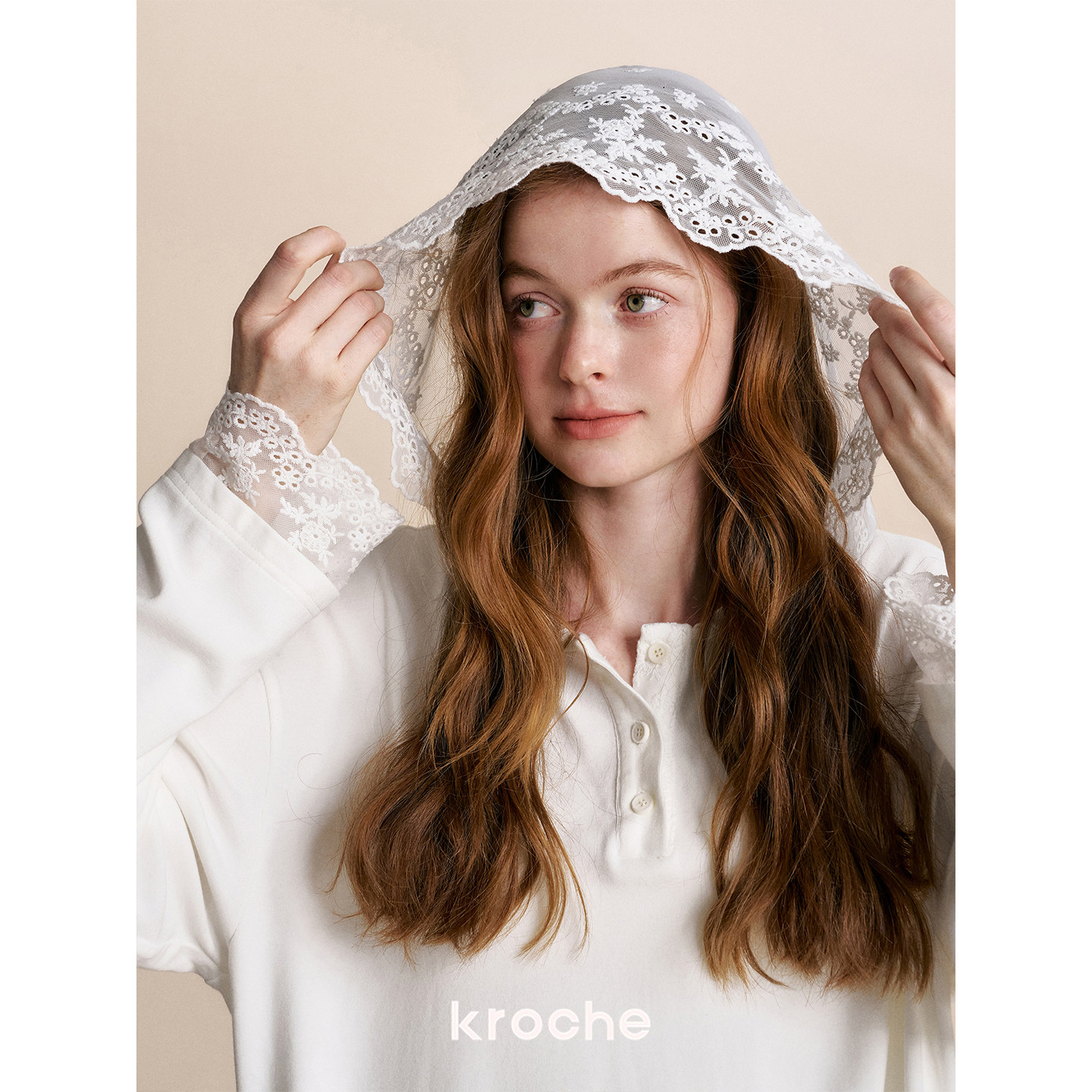 KROCHE レース 長袖 Tシャツ KE8043