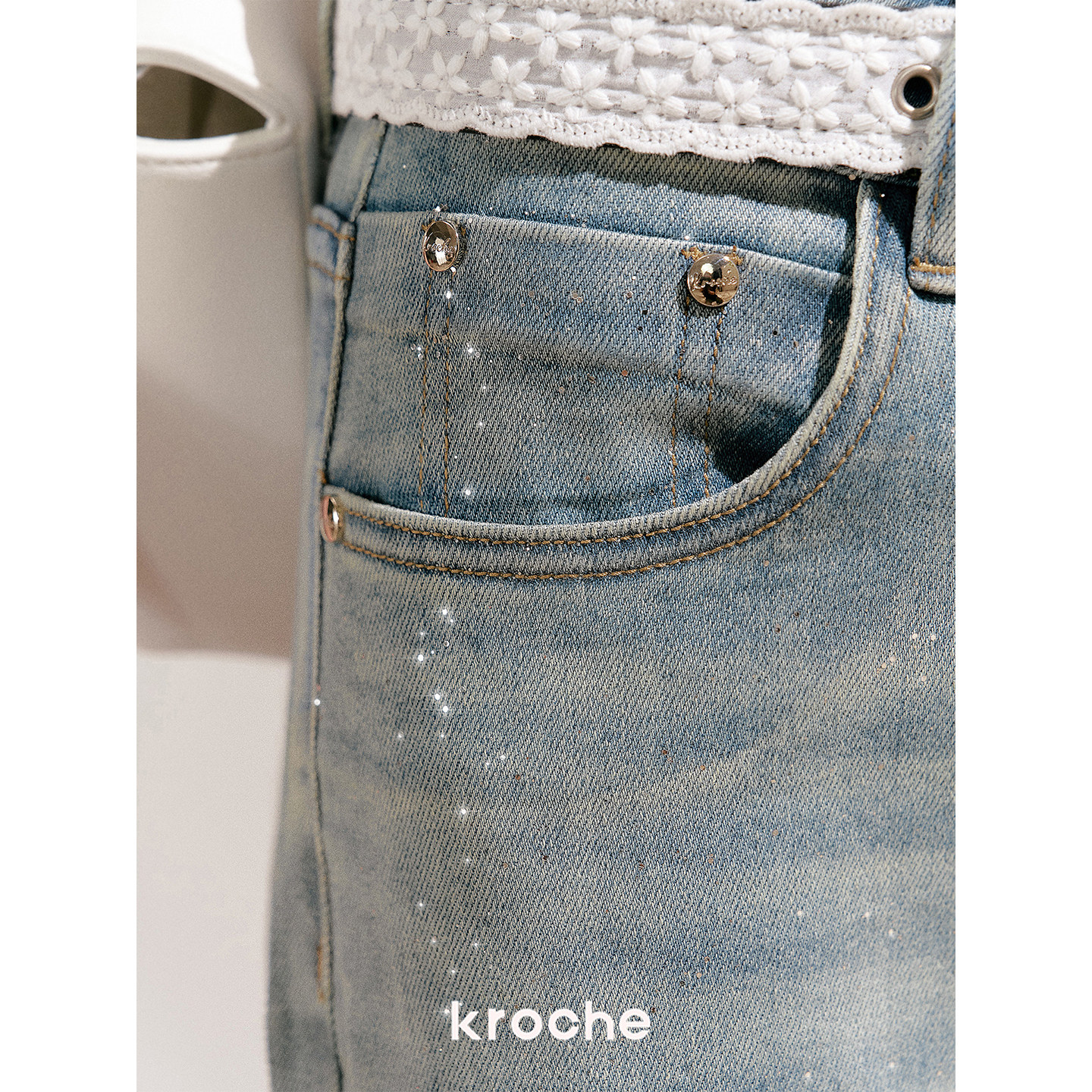 KROCHE デニム ワイド ストレート デニムパンツ KN2041