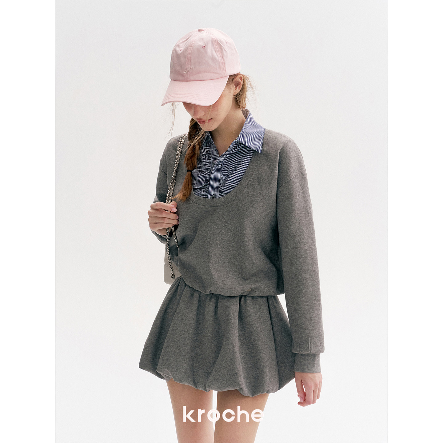 KROCHE チェック 重ね着風 セットアップ KPK7026