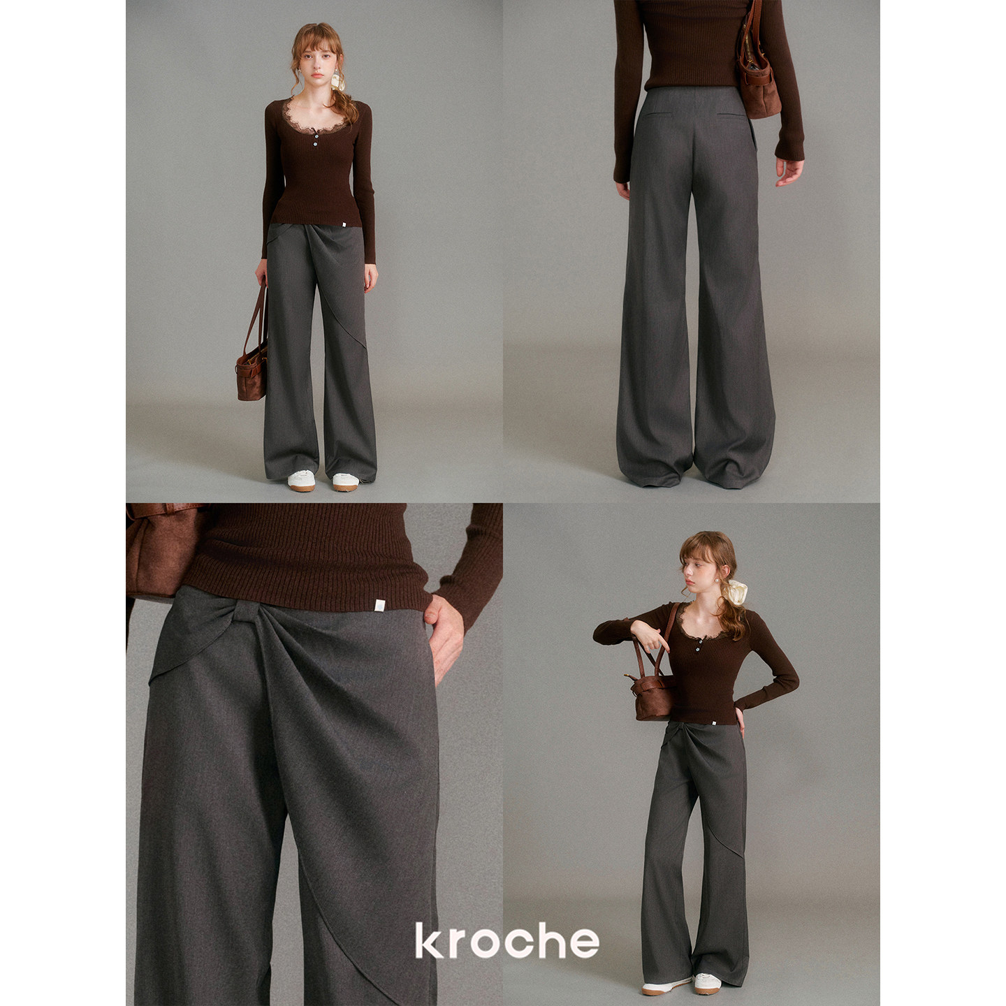KROCHE リボン ストレート パンツ KL3065