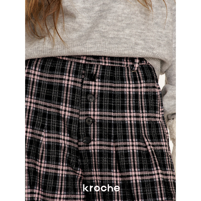 KROCHE チェック 配色 ワイド パンツ KB4482
