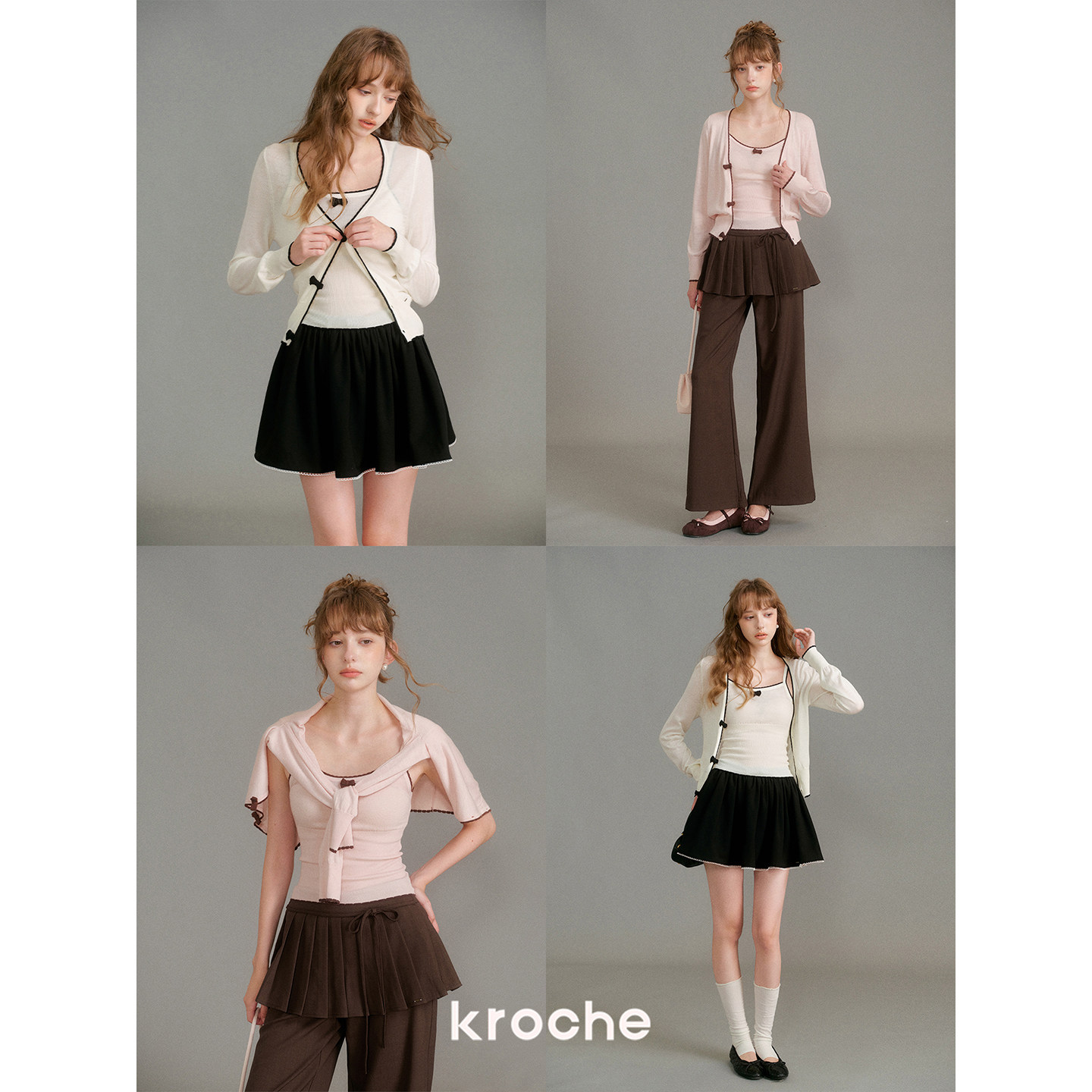 KROCHE リボン 配色 ニット KP3107