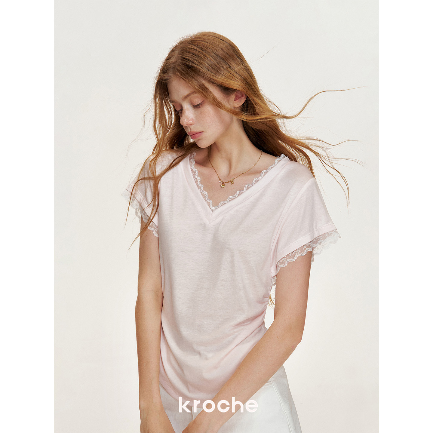 KROCHE レース 半袖 Tシャツ KEC6025