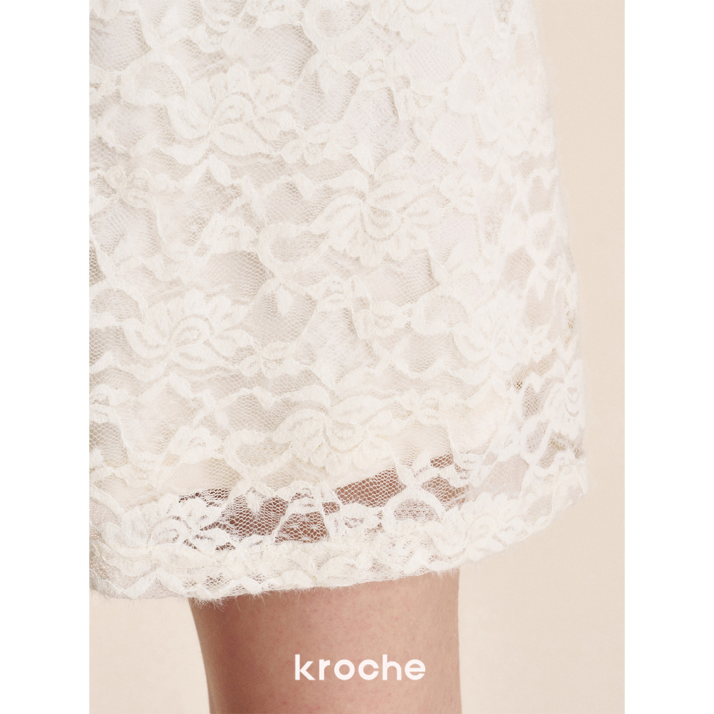 KROCHE レース Vネック 長袖 ワンピース KR4048