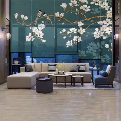 Roman curtain curtains landscape flowers and birds sales office living room study dining room bedroom electric sunshade shutter