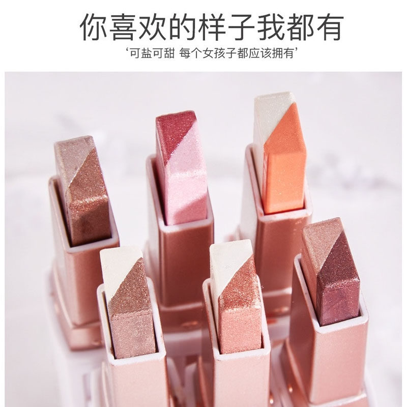 Douyin net red two-color lazy lying silkworm pen pearl eye shadow stick one touch pen small plate portable earth color beginner