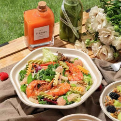 Light Food to-Go Box Salad Bowl Fat-Reducing Lunch Box Disposable Hexagonal Bowl Takeaway Pasta Bento Box Pulp Degradable