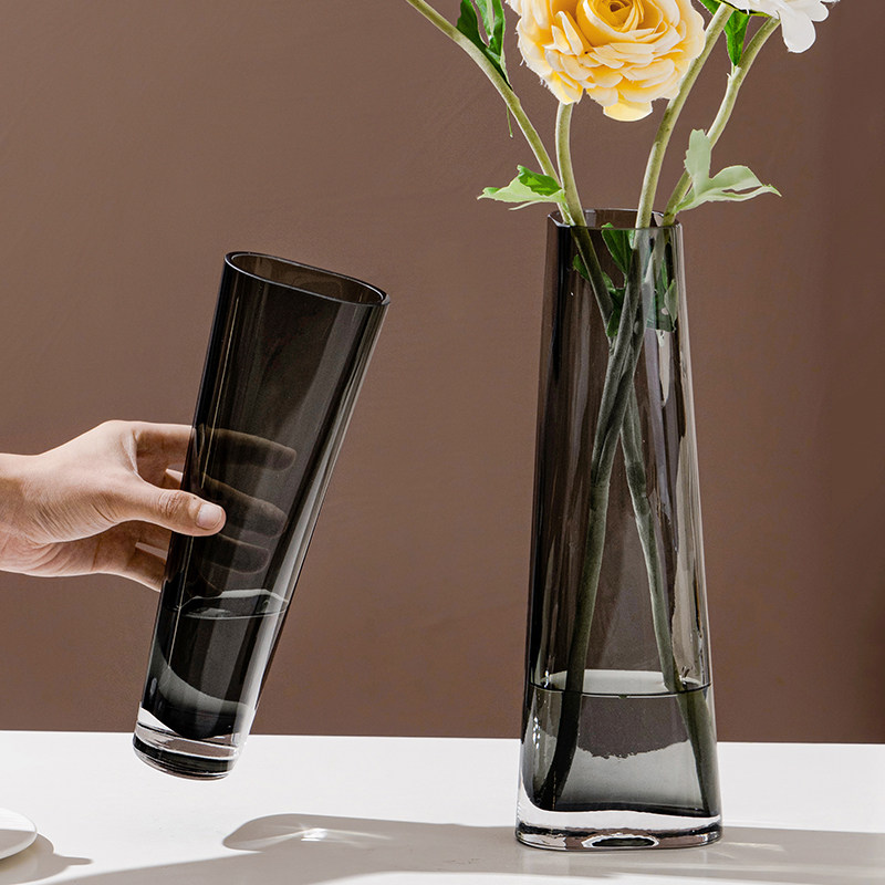 Nordic light luxury simple creative vase glass hydroponic flower arrangement flowers hanging clock horse drunk wood living room soft decoration ornaments