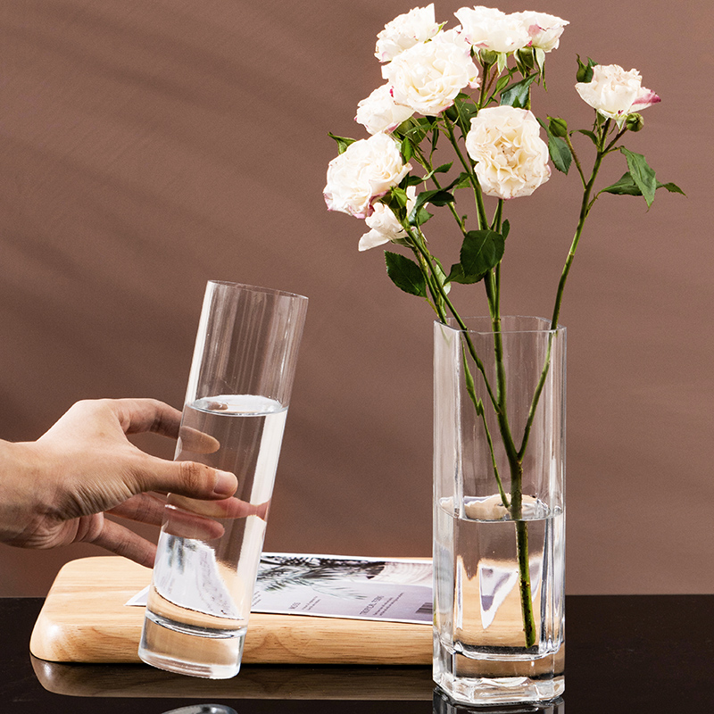 Nordic simple modern transparent small vase decoration living room table flower set hydroponic flower arrangement glass decoration