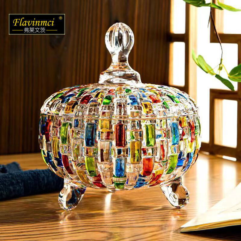 Flevents Nordic Colored Glass Jar Sugar Jar Dried Fruit Jar Coffee Bean Sugar Cube Jar Storage Jar for Home Living Room Use