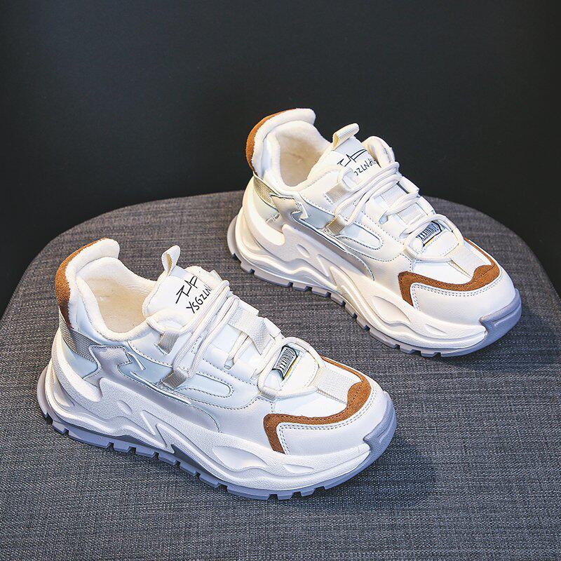 Mary Danny wears long legs~ Dad insoles women's new fashion casual sports white shoes