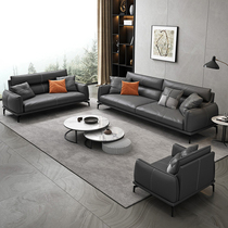 Eurostyle Real Leather Sofa Office Living Room Business Reception Brief Modern Sofa single double-position tea table combination suit