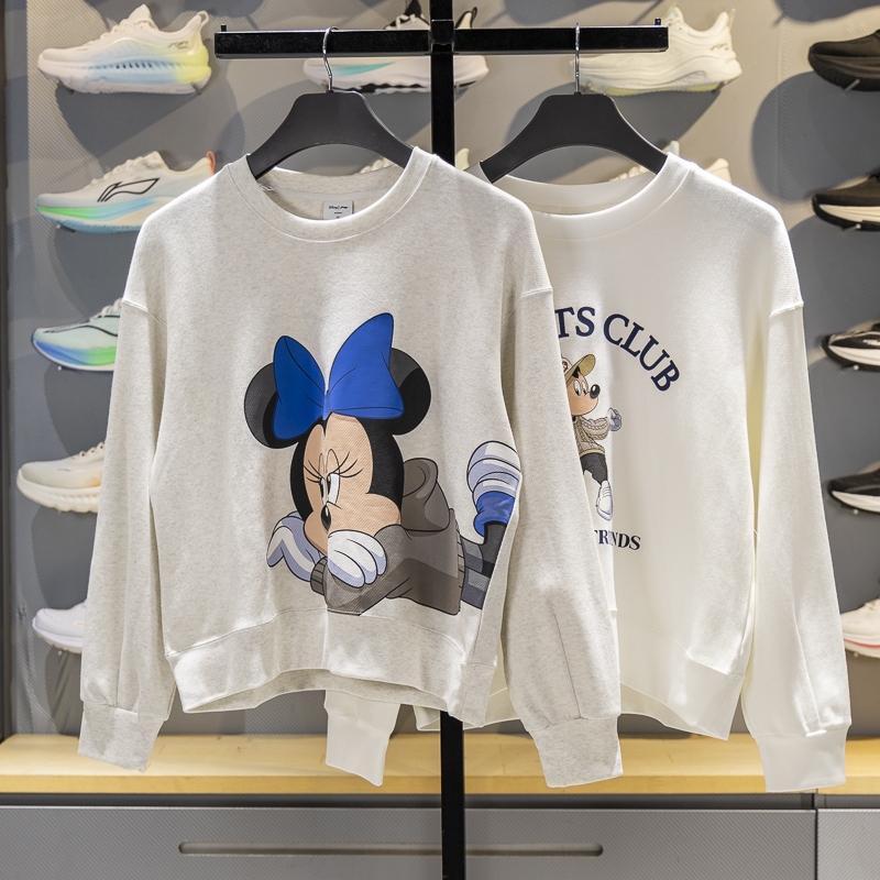 Li Ning Women's Sweatshirt 2025 Autumn New Product Minnie Collaboration Loose Round Neck Pullover Awdvd44