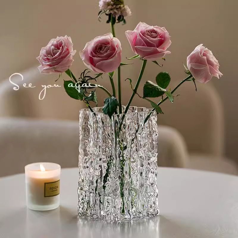 高級花瓶飾りインターネットセレブ風透明ガラス水生花アレンジメント花リビングルームダイニングテーブルホームデコレーション