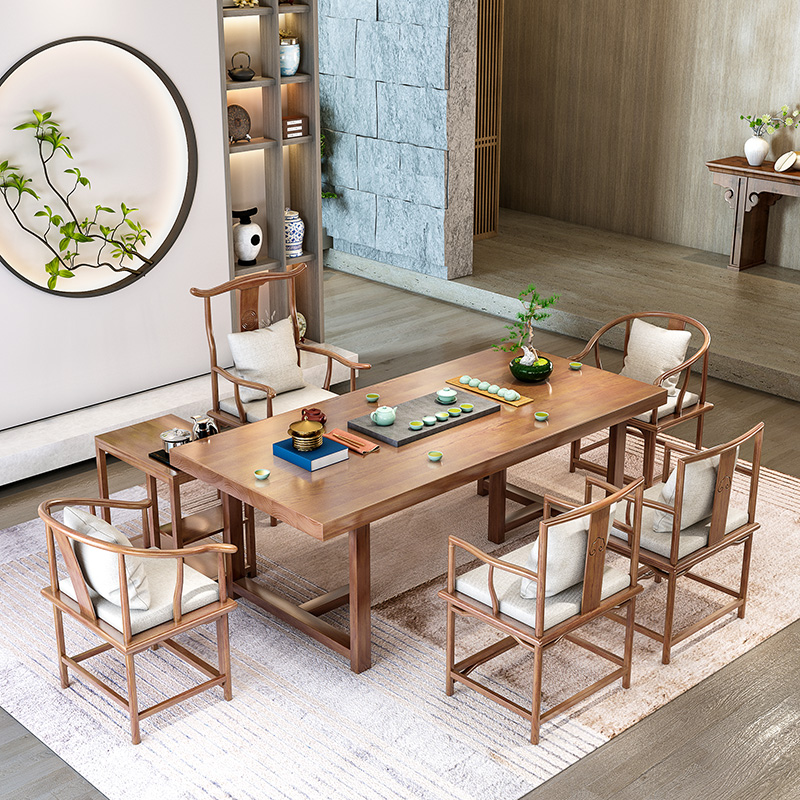 New Chinese-style tea table and chair combination all solid wood small coffee table Kung Fu big board Zen office home tea table log