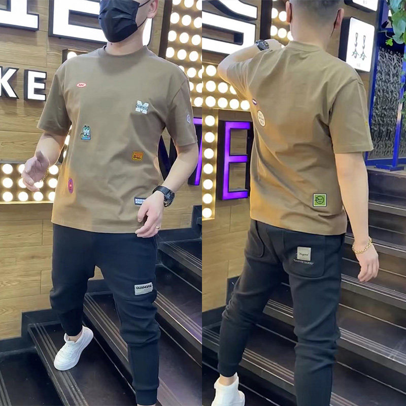 T-shirt uomo stampata slim fit maniche corte girocollo casual_voghion.com