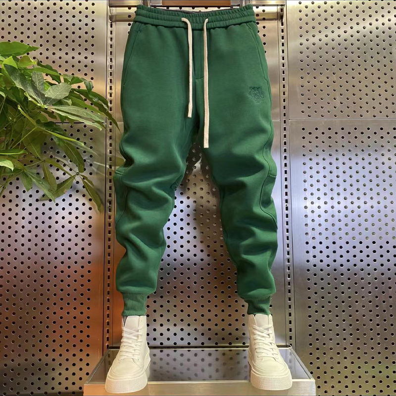 Green Pants for Men, Spring Style Casual Long Pants, Trendy Drawstring Jogger Pants, Men's Sports Sweatpants, Trendy Brand ins