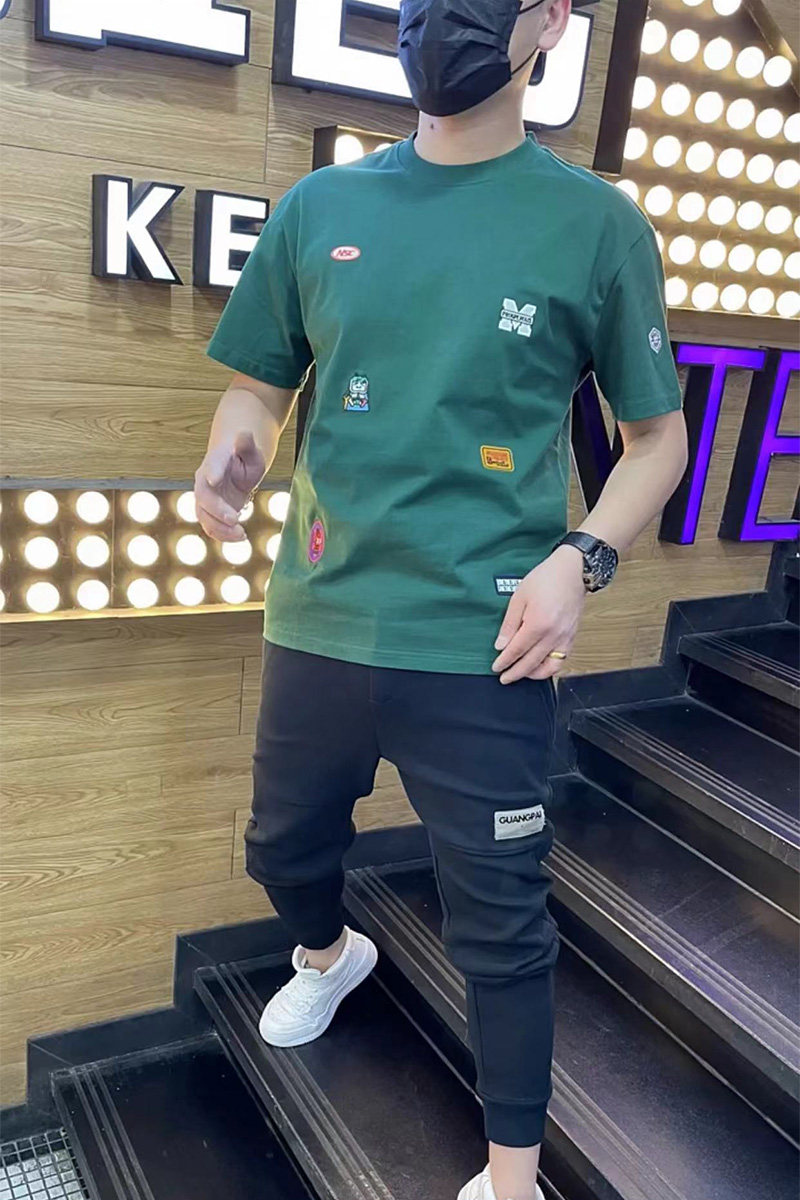 T-shirt uomo stampata slim fit maniche corte girocollo casual_voghion.com
