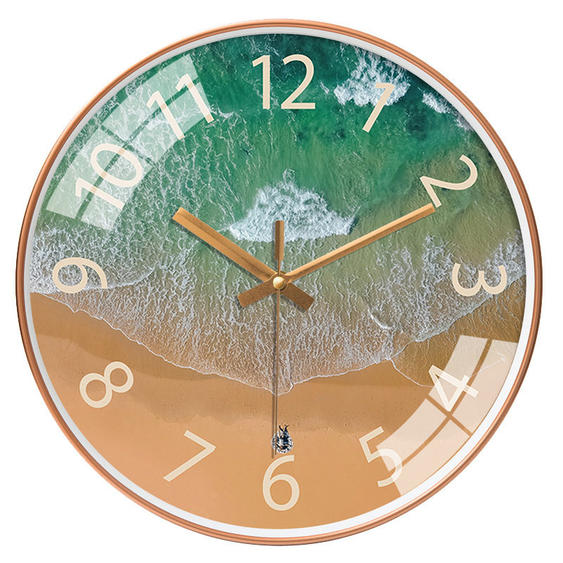 Looking to the North of the Sea Series Art Clock Wall Clock Living Room Creative Ocean Modern Simple Quartz Clock Silent Personalized Wall Clock