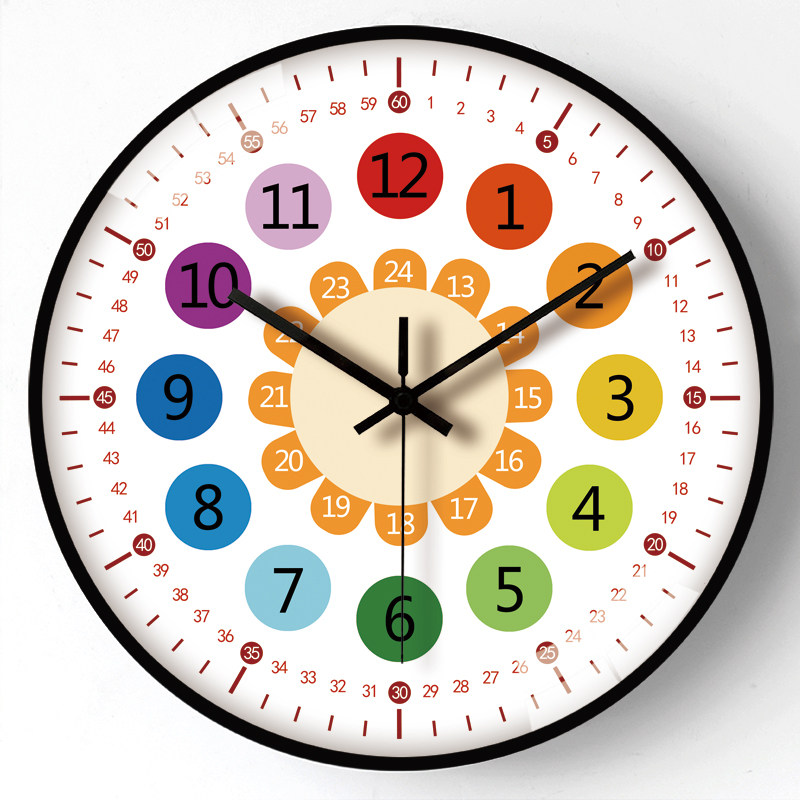 Early Education Clock Recognition Wall Clock Living Room Modern Simple Household Children's Quartz Clock Silent Creative Primary School Classroom Clock