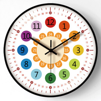Early Education Clock Recognition Wall Clock Living Room Modern Simple Household Children's Quartz Clock Silent Creative Primary School Classroom Clock