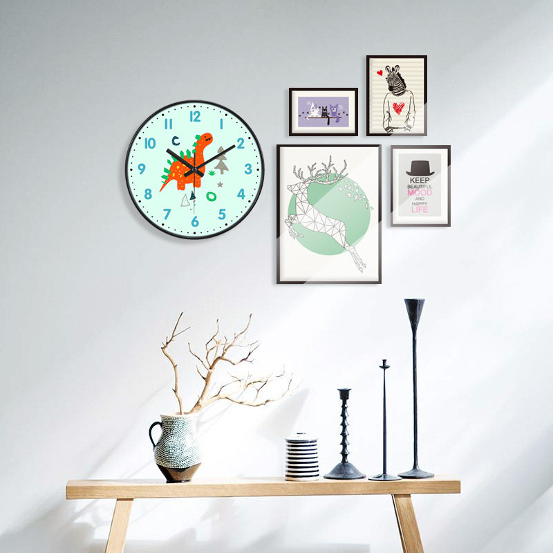 Northward Cartoon Dinosaur Ultra-Quiet Creative Wall Clock Cute Simple Home Living Room Children's Room Bedroom Wall Clock