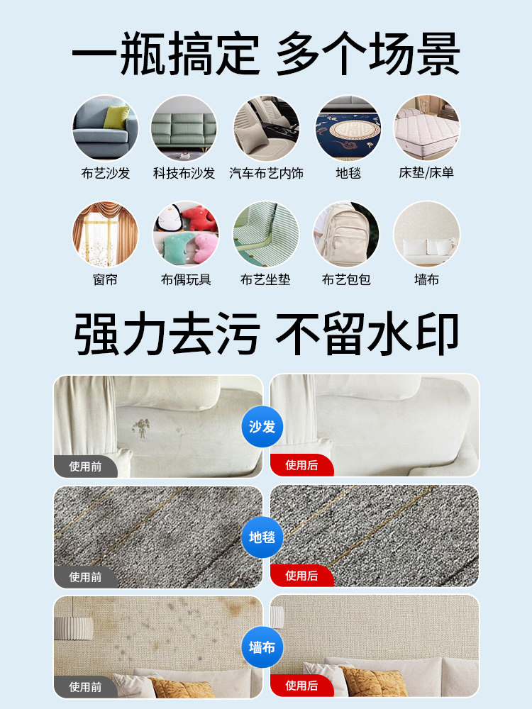 Carpet Cleaning Magic Tool, No-Wash Strong Stain Remover, Carpet Dry Cleaning Agent, No-Wash Cleaner, Wall Fabric and Upholstery Cleaner