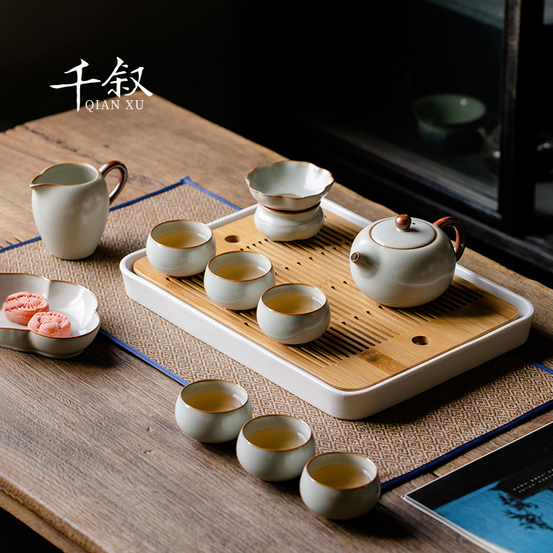 Kung Yu Kung Fu Tea Set with light luxury high-end household West Tea pot ceramic tea cup tea plate tea